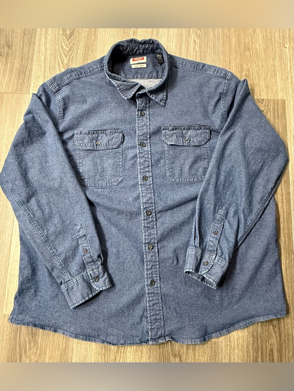 Wrangler Chambray Button Down Work Shirt Flex Comfort Mens 3XL Long Sleeve